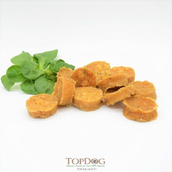 Rotolini di salmone essiccati per cani