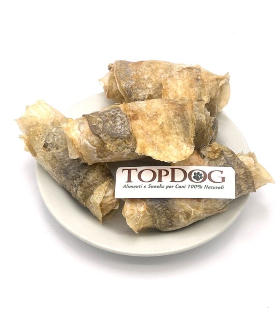 Rotolini di pelle di scorfano essiccata per cani 5pz
