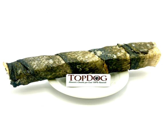 Stick di merluzzo con pelle di salmone per cani 23cm